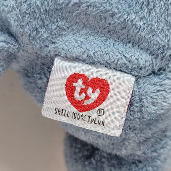 VTG Ty Pluffies Winks Elephant Plush Gray 10" Stitched Eyes Pink Ears Flop 2002 - Picture 10 of 12